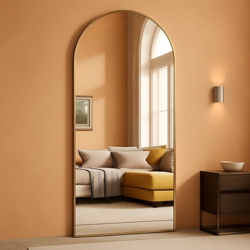 71"X30"Floor Mirror Full Length,Arched Full Length Mirror with Stand,Full Body Mirror,Hanging or Large Leaning for Bedroom Living Room Gold