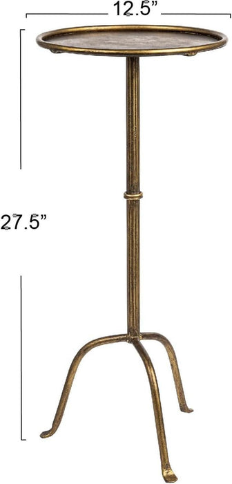 Metal Martini Cocktail Table, Antique Brass