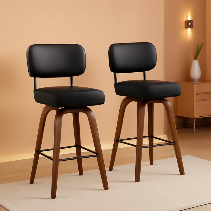 Swivel Bar Stools Set of 2, 26" Counter Height, Black