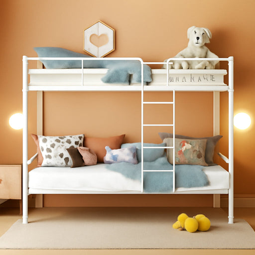 White FullOverFullIndustrialStrength Metal Bunk Bed Guardrail