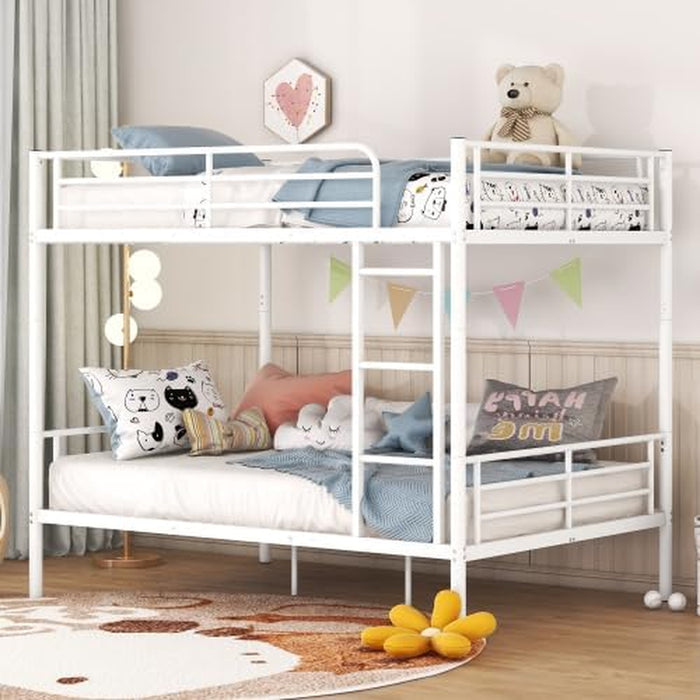 White FullOverFullIndustrialStrength Metal Bunk Bed Guardrail