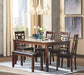 Bennox Dining Room Table and Chairs with Bench (Set of 6), Brown