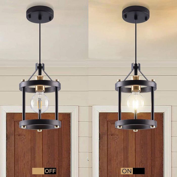 Chandelier Set of 3 Vintage Pendant Light Fixture, Black Farmhouse Wooden Metal Chandeliers, Open Frame Hanging Lighting for Diningroom,Bar,Entrance Hall,Kitchen Island Living Room