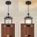 Chandelier Set of 3 Vintage Pendant Light Fixture, Black Farmhouse Wooden Metal Chandeliers, Open Frame Hanging Lighting for Diningroom,Bar,Entrance Hall,Kitchen Island Living Room
