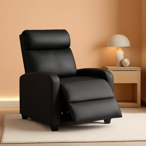 Recliner Chair, Home Theater Seating, Black, Padded Cushion
