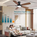 Ceiling Fans with Lights, 52 Inch Low Profile Ceiling Fan with Light and Remote Control, Flush Mount, DC Reversible Motor, Noiseless, Brown 6 Speeds Ceiling Fan for Bedroom