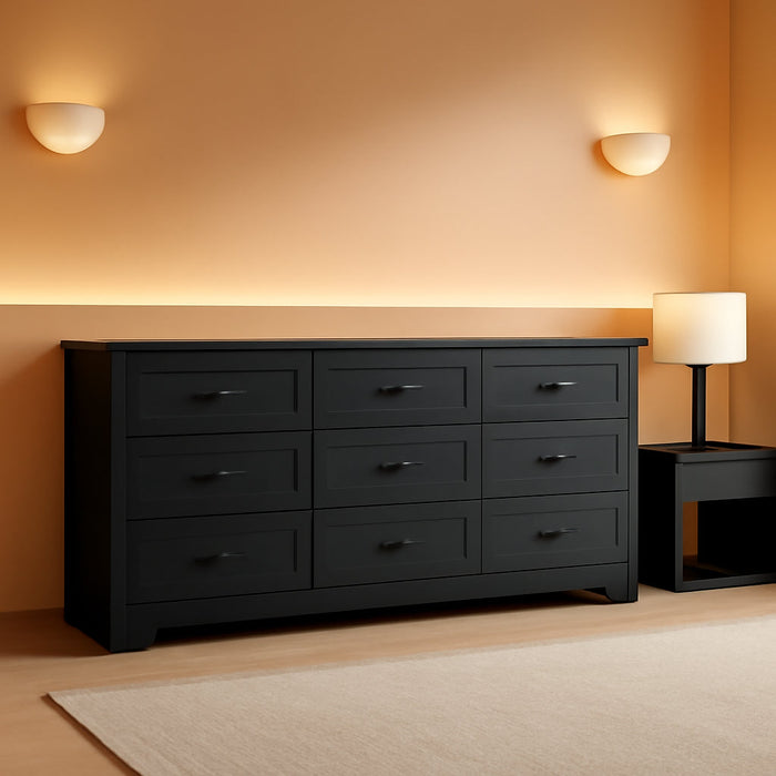 9-Drawer Dresser For Bedroom Modern Wooden Anti-Tipping