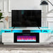 Fireplace TV Stand with 36" Fireplace, 70" Modern Fireplace Entertainment Center LED Lights, 2 Tier TV Console Cabinet for Tvs up to 80", Ivory White