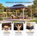 12' X 16' Wooden Gazebo,Patio Hardtop Gazebo Wood,Diy Color Permanent Pavilion with Galvanized Steel Double Metal Roof for Backyard, Deck(Windproof, Snow-Load Bearing, Waterproof, Rustproof)