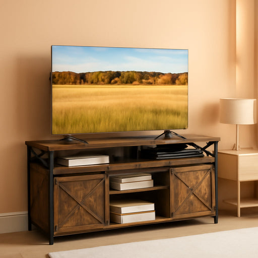 TV Stand for 65 Inch TV, Entertainment Center, TV Table and Console, TV Cabinet with Adjustable Shelves, Industrial Design, Rustic Brown and Black ULTV071B01