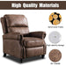 Pushback Recliner Chair, Leather, Rivet Decoration, Chocolate