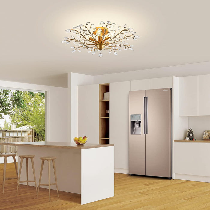 Crystal Chandelier 31in Diameter Brushed Gold Finish