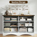 47" Farmhouse 6-Drawer Dresser for Bedroom, Pure White + Walnut