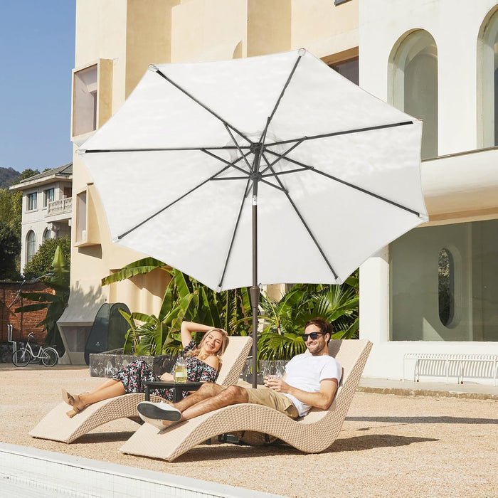 10FT Patio Umbrellas Outdoor Table Umbrella with Push Button Tilt and Crank, Market Umbrella 8 Sturdy Ribs UV Protection Waterproof for Pool, Garden (White)