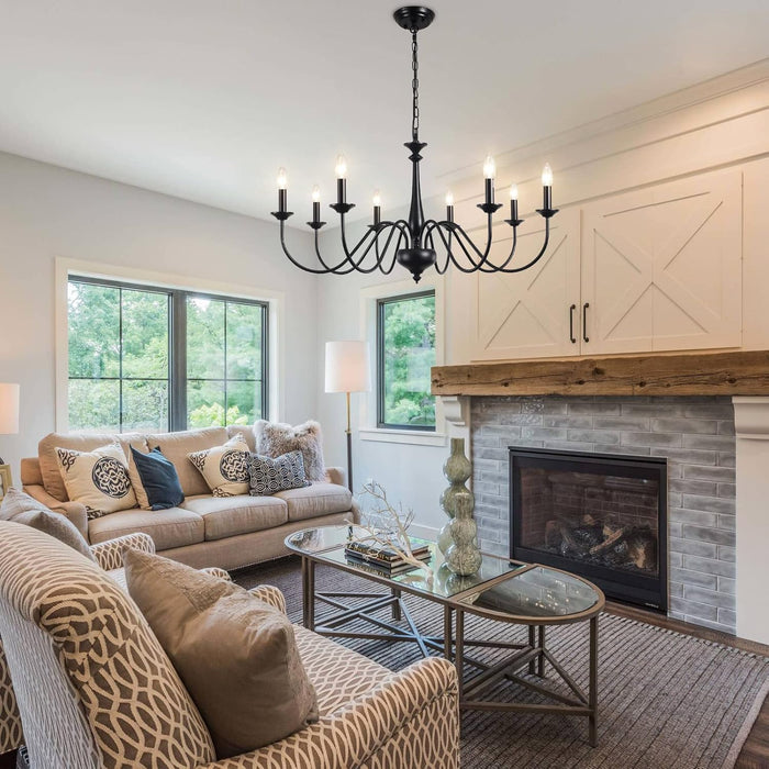 Farmhouse Chandeliers for Dining Room Light Fixtures 8 Lights Black Chandelier Light Fixture Ceiling Hanging Rustic Chandelier for Living Room Bedroom Entryway