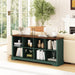 8 Cube Storage Organizer, 62" Long Low Horizontal Bookshelf, Green | 3 Tier Horizontal Bookcase, Wood Open Book Shelf, Farmhouse Cubby Storage, Wide Console Cabinet, Living Room, Entryway,Office