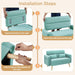 46" Small Modern Fabric Sofa Loveseat Mid Century 2 Seater Sofa Couch with Lumbar Pillows, Solid Wood Legs for Living Room, Small Space, Dorm, Office, Bedroom, Aquamarine