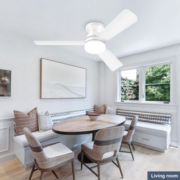 42 Inch White Ceiling Fan RemoteControl DimmableLight