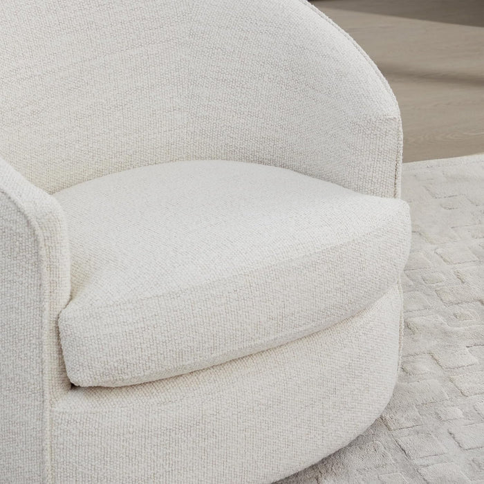 Swivel Barrel Chair, Modern Comfy FSC Certified Upholstered Boucle Accent Chair for Living Room, Fully Assembled, Cream