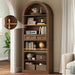 Arched Bookshelf, 73" Tall Arch Bookcase with Drawers, 6-Tier Farmhouse Book Shelf, Wooden Bookshelf with Open Display Shelves for Living Room, Office, Adjustable Shelf, Walnut