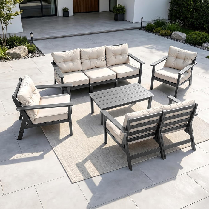 7 Seats HDPE Patio Conversation Sets, Outdoor Patio Furniture Set
