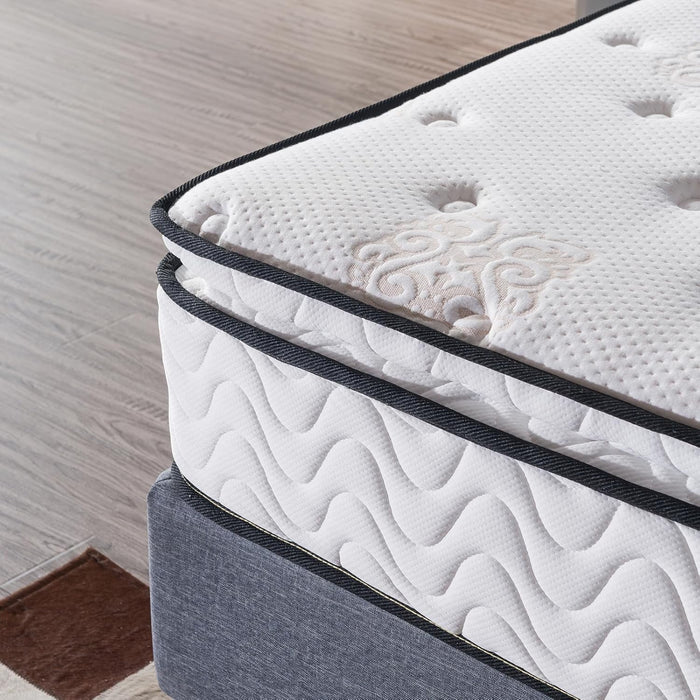 Short Queen Mattress,11.4 Inches Pillow Top Pocket Spring Hybrid RV Mattress, Memory Foam Innerspring Firm Bed in a Bag