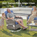 Luxury Patio Furniture Set with Fire Pit Table-6 Pieces All Weather Outdoor Swivel Rocker Chairs with Sofa and Ottomans. Outdoors Patio Conversation Sets for Porch Deck Garden Backyard(Grey/Blue)