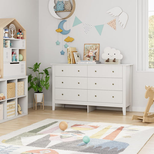 White 6-Drawer Dresser with Deep Space