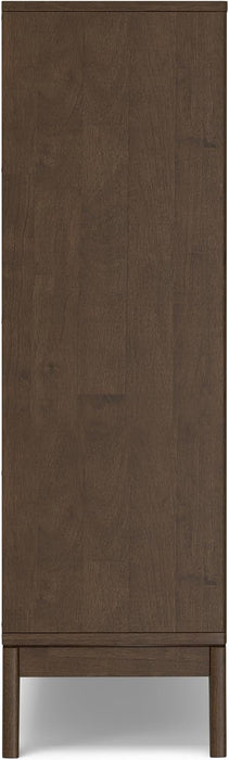 Harper 52" Tall Solid Wood 9-Cube Bookcase in Walnut Brown | Mid-Century Modern Cube Organizer with Angled Frame and Tapered Legs for Living Room or Office; Bookshelf, Shelving Unit.