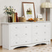 White Wood Dresser with 6 Drawer, 47.2‘’ Cabinets Dressers Wood Dresser Cabinet, Organizer Drawers for Bedroom, Living, Hallway