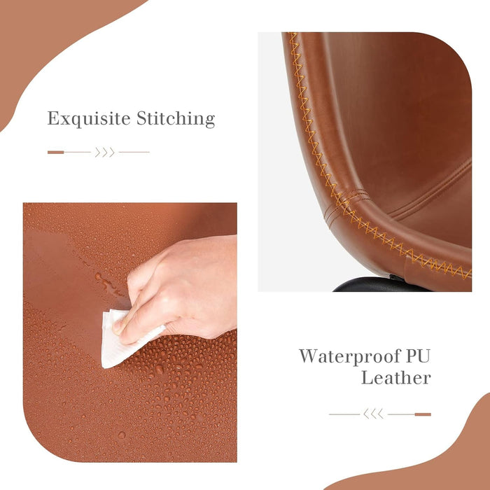 Counter Height Bar Stools Set of 4, Modern Counter Stool Faux Leather Barstools with Back, 26 Inch Seat Height Island Stools Countertop Comfortable Brown Bar Chairs with Metal Legs