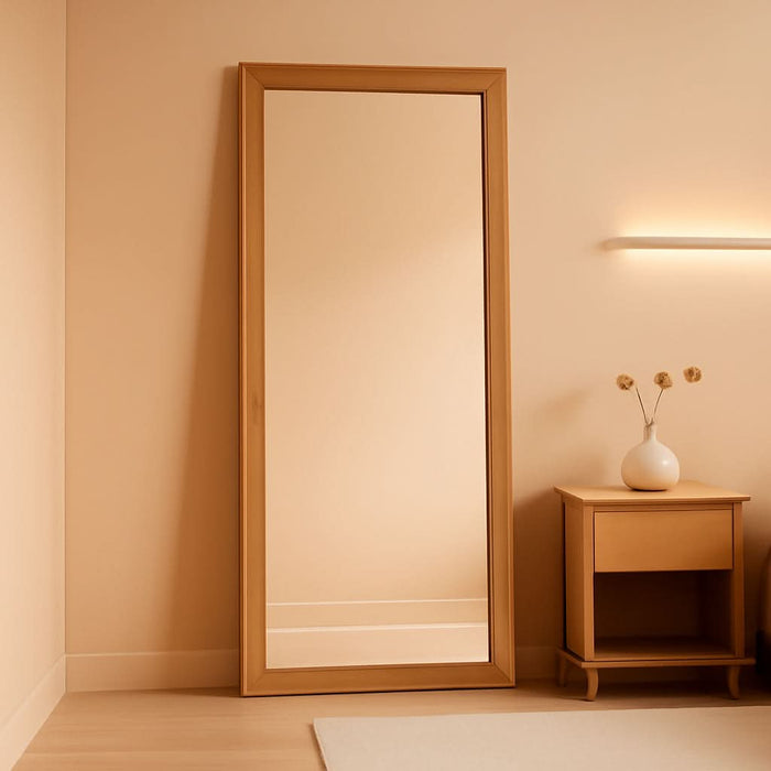 Full Length Mirror,71X32 Inch Full Length Mirror Wall Mounted,Vertical Hanging,Leaning Standing for Bedroom,Living Room,Rectangular Wooden Frame,Walnut Color.