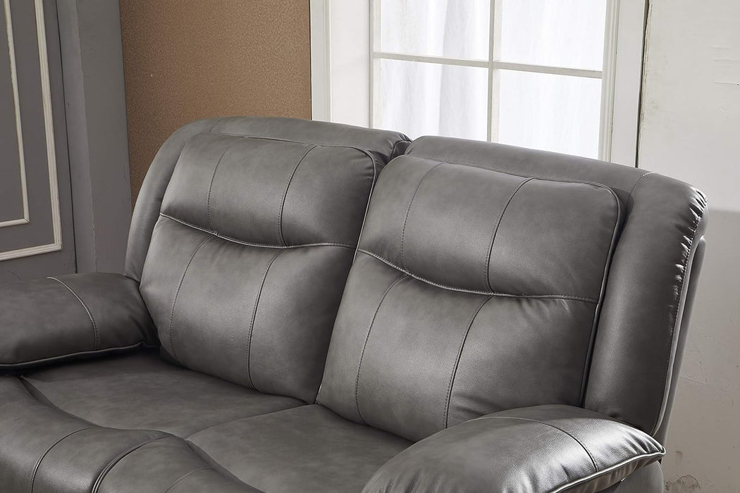 Bonded Leather Reclining Sofa Couch Set Living Room Set 8006 (Grey, Loveseat)