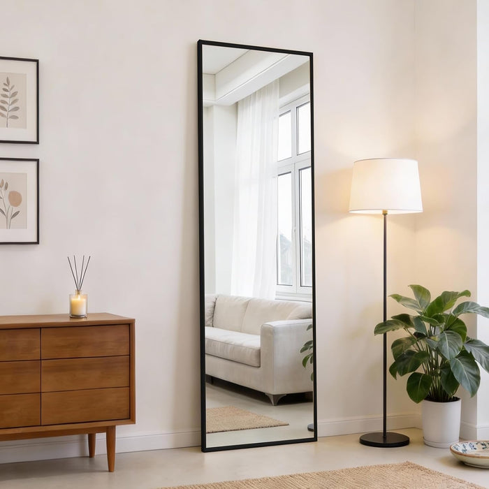 47"X14" Full Length Door Mirror, Full Body Mirror, Black