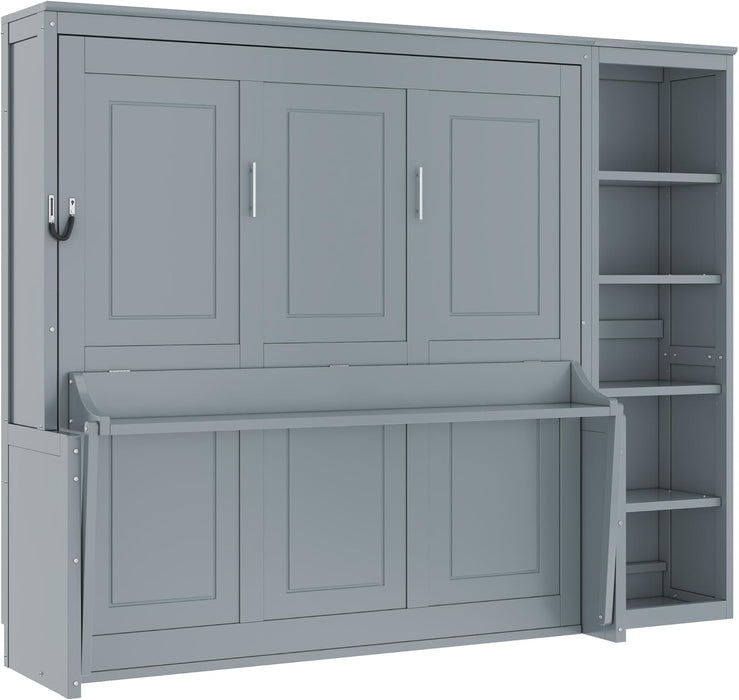 Gray Queen MurphyDesk With Industrial Storage Shelving