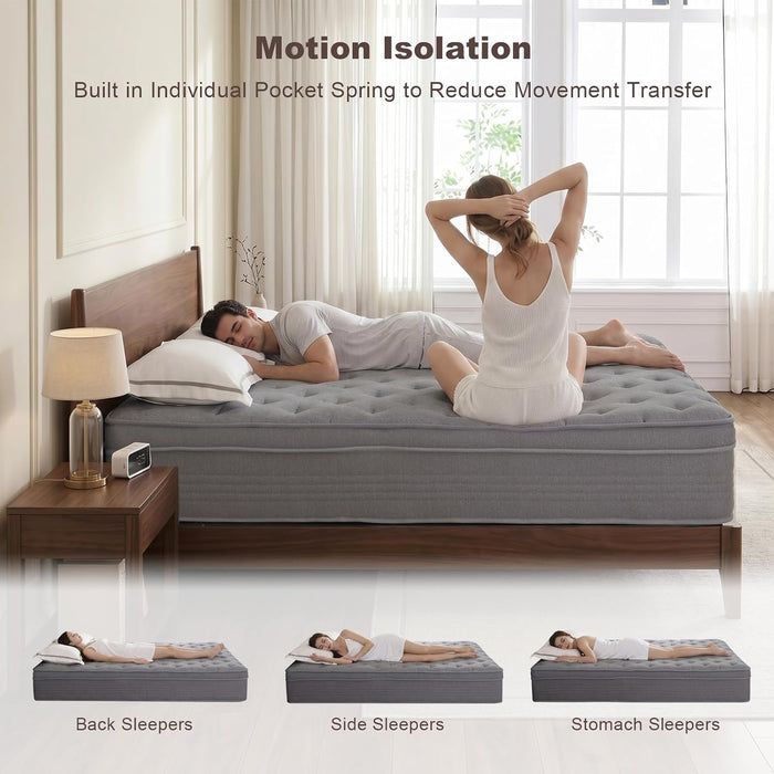 Full Size Mattress, 12 Inch Memory Foam Hybrid Mattresses for Pressure Relief, Motion Isolation, Breathable Comfort and Durable, Certipur-Us