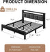 Full Size Bed Frame with LED Lights and Charging Station, Grey