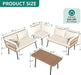 4-Piece Wicker Patio Furniture Set, All Weather PE Rattan Conversation Set Sectional Sofa with Soft Cushions & Side Table, Porch Furniture for Deck, Balcony, Backyard - Beige