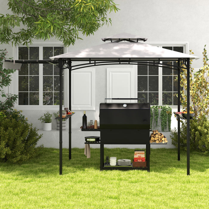 11 X 5 FT Grill Gazebo with Side Awning and Double-Tiered Top