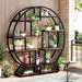 Bookshelf, round Bookshelves Etagere Bookcase, 63 Inch Industrial Wood Book Shelf with Staggered Shelves, Rustic Open Shelving Organizer Rack Display Shelf for Home Office, Living Room