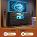 12 Drawers Dresser for Bedroom with LED Lights & Charging Station,Tv Stand for 55-60 Inch Tv,Fabric Dressers & Chests of Drawers with 3 Wooden Shelves for Hallway,Black Wood Grain