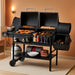 2-Burner Gas and Charcoal Combo Grill with Offset Smoker & Side Burner, 34,000 BTU Dual Fuel Grill, 1020 Sq. In. Cooking Area, Ideal for Outdoor Cooking, Black, ZH3005Y-SC