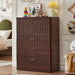 Fluted 5 Drawers Dresser for Bedroom, 41" Tall Modern Chest of Drawers with Metal Handle, Curved Profile Farmhouse Closet Organizer Wood Dressers TV Stand for Living Room, Hallway, Walnut