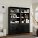 6-Tier Bookshelf with Door and 3 Drawers, 71" Tall Bookcase with 3-Tier Open Shelves, Wooden Book Shelf with Storage Cabinet for Home Office, Living Room, Bedroom, White (Black Bookcase) | with 3-Tier Open Shelves, Wooden Book Shelf with Storage Cabinet for Home Office, Living Room, Bedroom, Black