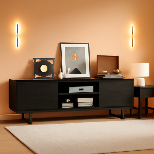 70 Inch TV Stand for 75 Inch Tvs with Storage, Mid Century Modern Wood Entertainment Center for Living Room Bedroom, TV Media Console