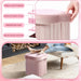 2 Pcs Storage Ottoman Flower Shaped Foot Stools Foldable Velvet Storage Box Footrest Small Ottoman Seat with Folding Vanity Stool for Dorm Home 12. 6 X 12. 6 X 12. 6 Inch(Pink)