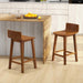 24.5" Bar Stools Set of 2, Counter Height Bar Stools W/Low Back & Footrest, Farmhouse Wooden Bar Dining Chairs, Armless Wood Barstools for Kitchen Island, Pub, Kitchen, Cafe, Breakfast, Brown