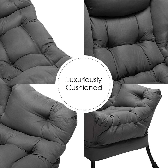 Dark Grey Foldable Ottoman Lounge Armchair Footrest