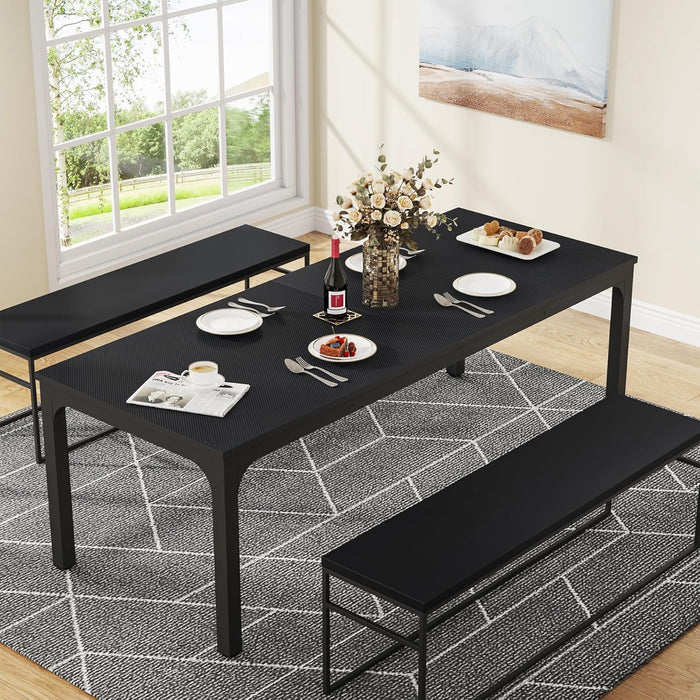 Black Dining Table for 6-8 Person, 78 Inch Large Long Rectangle Kitchen Dinner Table for Dining Room, 78.7 X 27.5 X 29.5 Inches(Only Table)