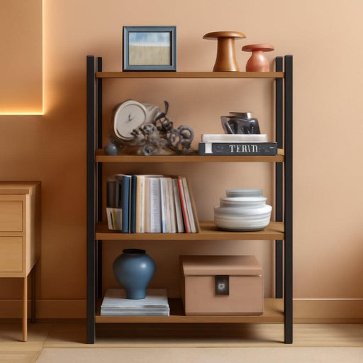 4-Tier Tall Bookshelf, Large Bookcase with Steel Frame, Deep Book Shelf for Living Room, Home Office, Study, 11.8 X 31.5 X 47 Inches, Industrial Style, Honey Brown and Black ULLS140K01